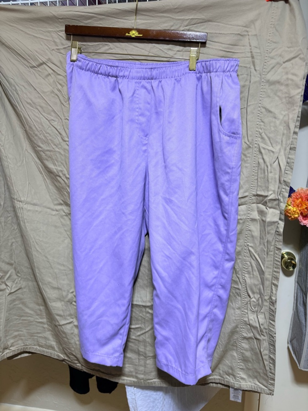 Women's Lavender Casual Elastic-Waist Pants